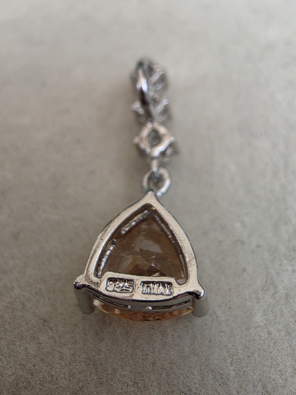 Sterling Silver Trillion Champagne Drop Pendant 1.84 g - Picture 5 of 9